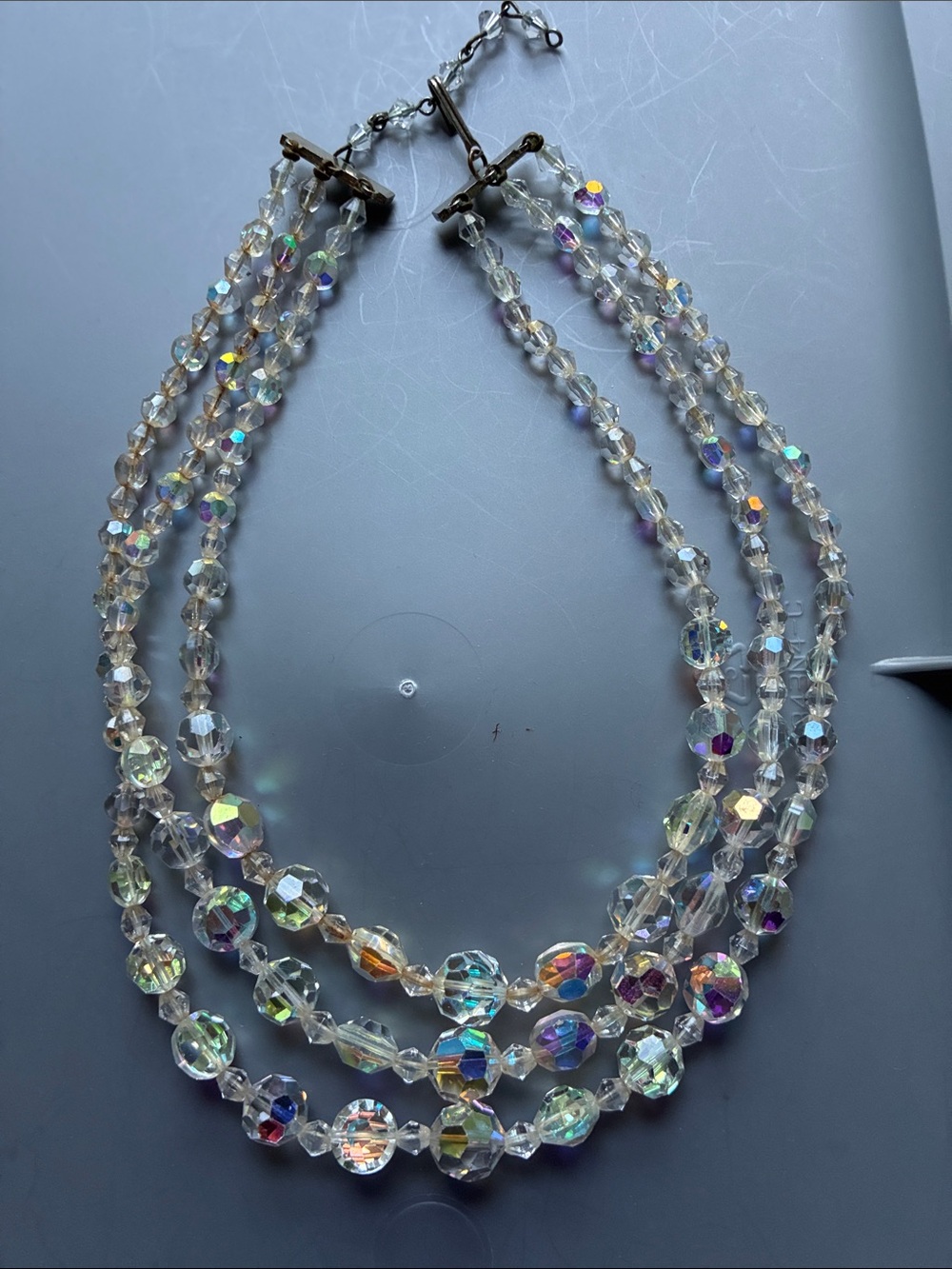 Aurora Crystal Multi-Strand Necklace - Clear/Aurora Borealis